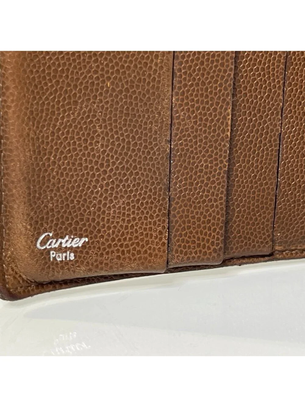Cartier Brown Leather Santos de Cartier Bifold Wallet Genuine